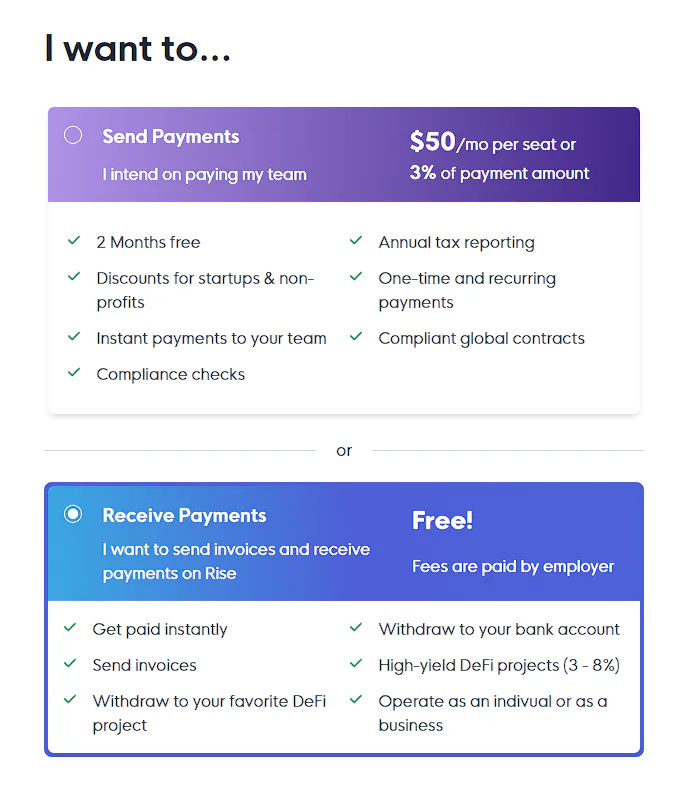 Rise onboarding welcome or next step