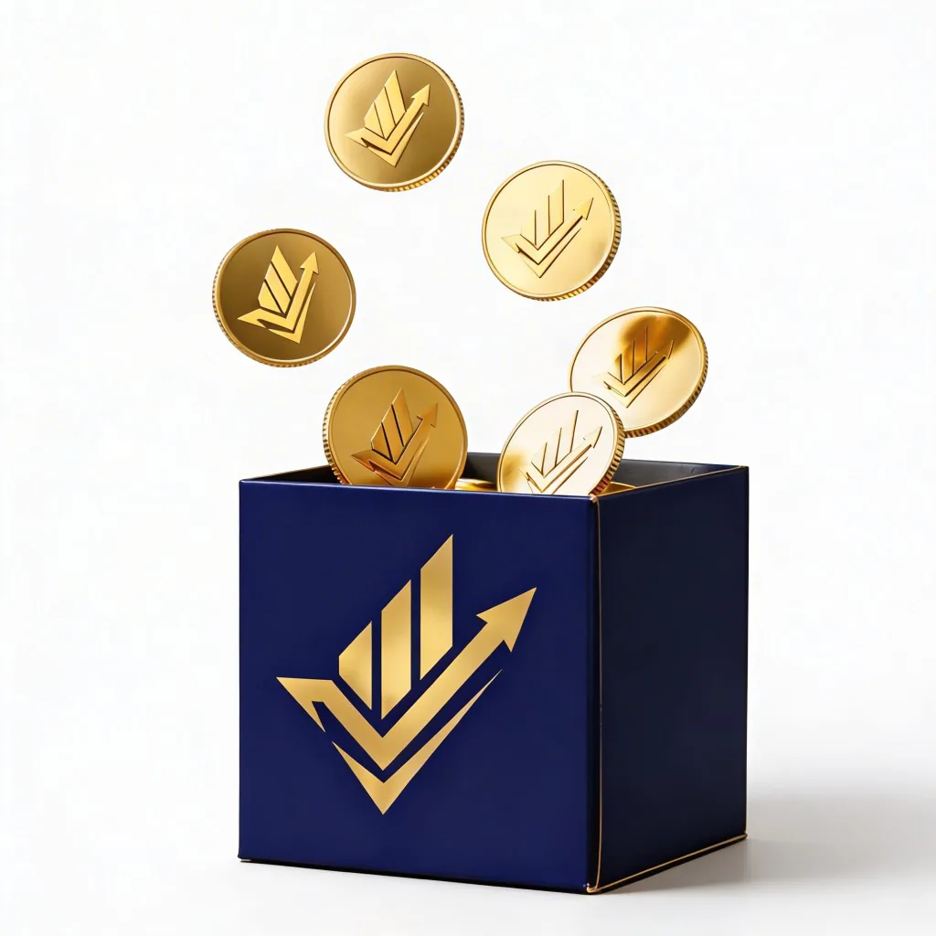 Verodus reward coins rising from a branded box