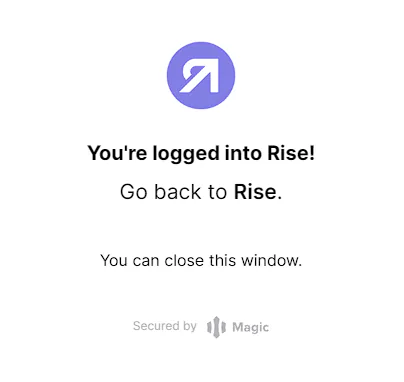 Rise sign-in or confirmation