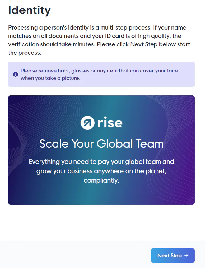 Verificação de identidade Rise (KYC)